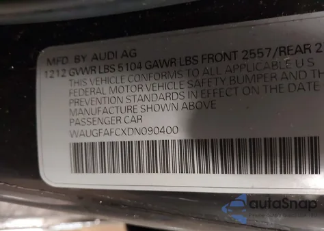 2013 Audi A6 2.0T Premium from USA, damaged, VIN WAUGFAFCXDN090400